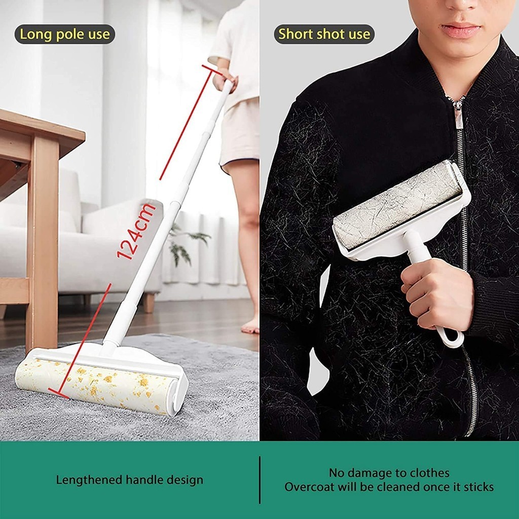 124CM Sticky Lint Roller With Cover Long Sticky Roller Mop Dust Sticky ...