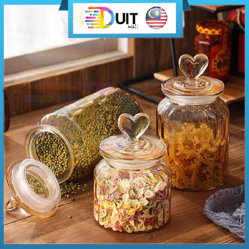 DM Nordic Food Jar Storage Glass Container Air Tight Large Capacity ...
