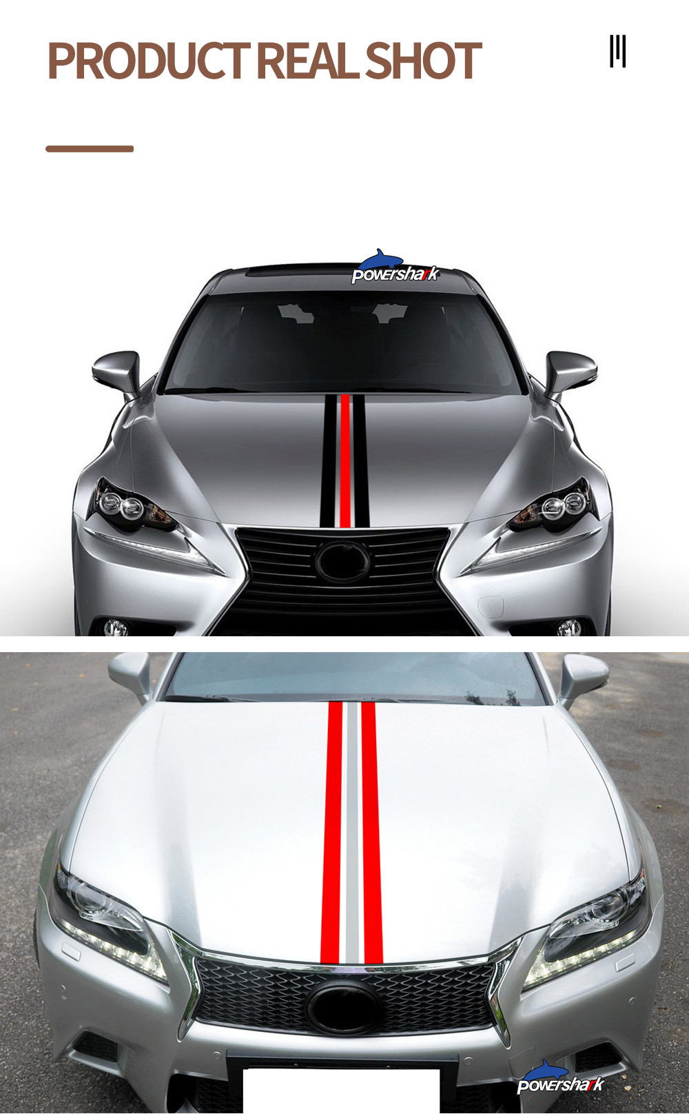 Racing Car Hood Bonnet Stripes Sticker Engine Cover Decal For Lexus CT ...