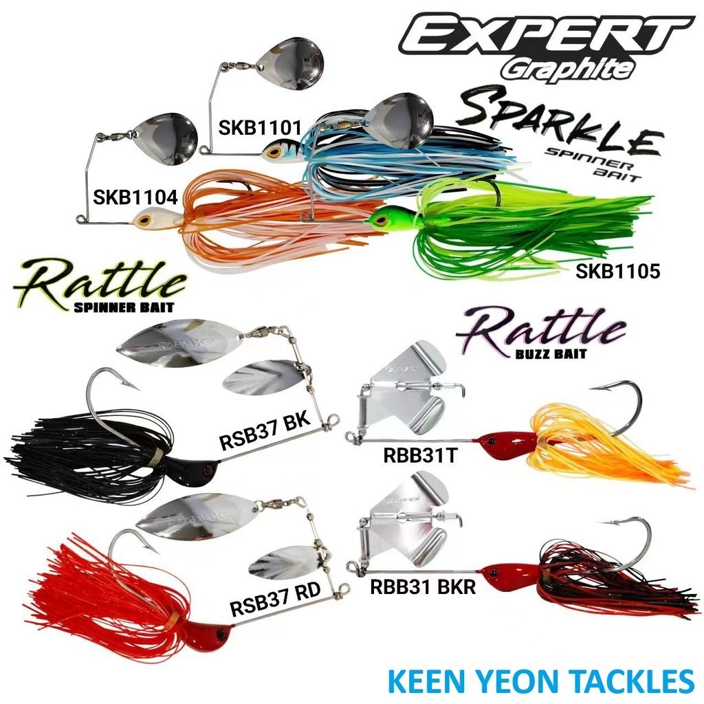 EXPERT GRAPHITE SPARKLE SPINNER BAIT/ RATTLE SPINNER / BUZZ BAIT ...