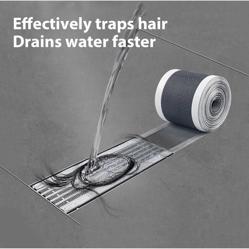 Disposable Shower Drain Hair Catcher – 2 Rolls, 5" X 33ft, Self-Adhesive Mesh With Scraper For Sink & Tub