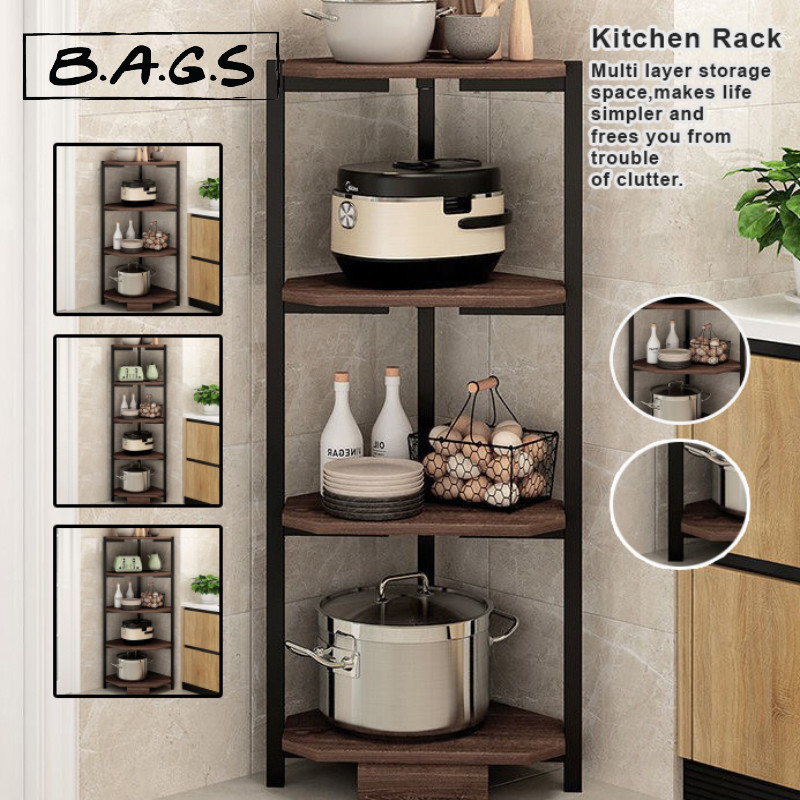 THEBAGS 4/5 Layer Kitchen Rack Floor Standing Multilayer Corner Cabinet ...