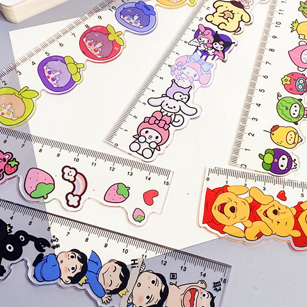 Cartoon Sanrio Acrylic Ruler Cute Strawberry Bear Learning Stationery ...