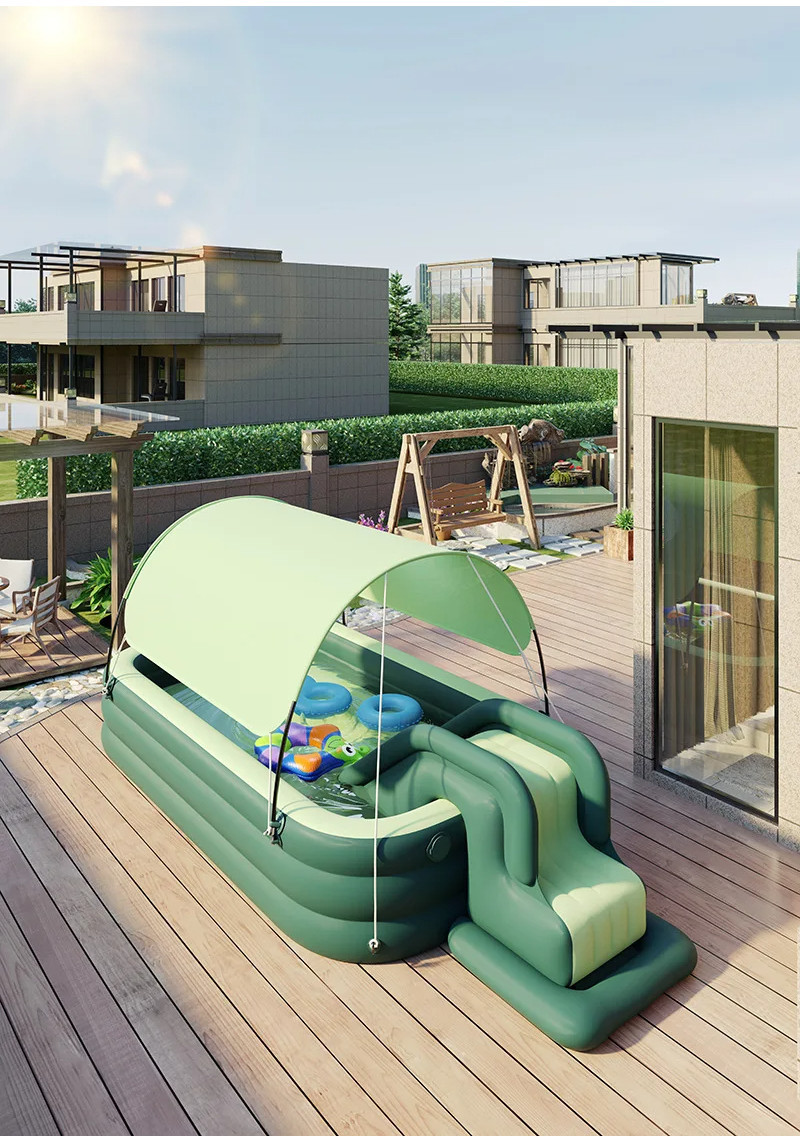 Inflatable Swimming Pool Thick Sunshade Shed Slide Swimming Pool ...