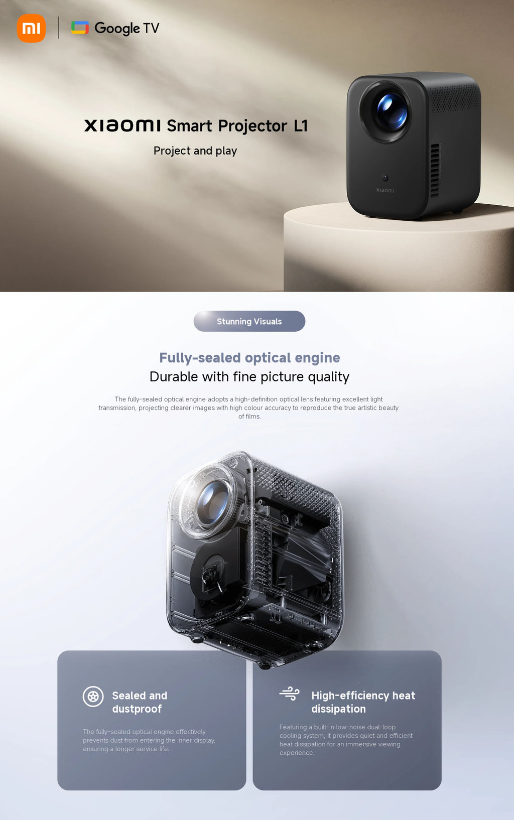 Xiaomi Smart Projector L1 | 1080P Physical Resolution | 120-inch Ultra ...