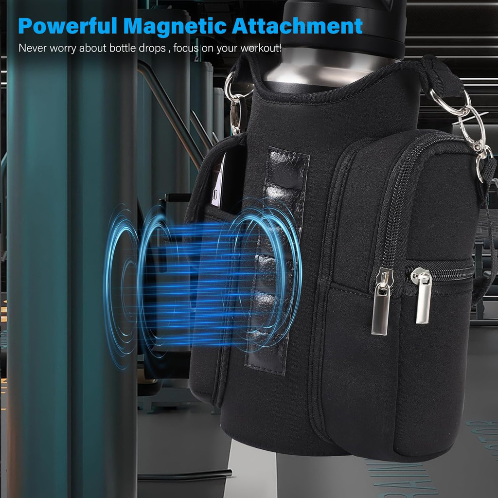 Gym Bag Water Bottle Carrier Holder with Phone Pockets