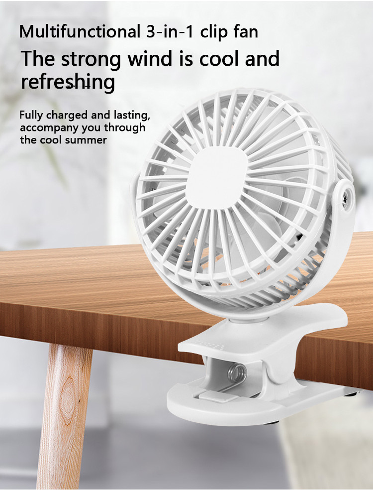 Clip Fan USB Charging Portable Mini Dormitory Desktop Fan Three-Speed ...