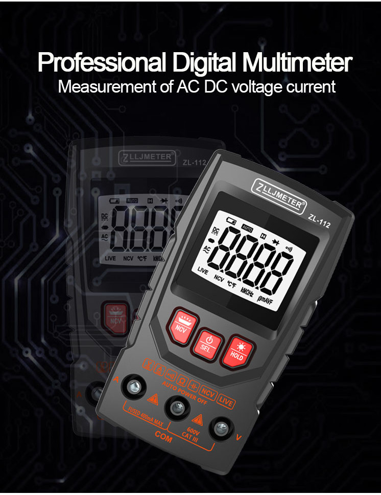 Capacitance Ohm AC/DC Current Voltage Meter Mini Digital Multimeter ...