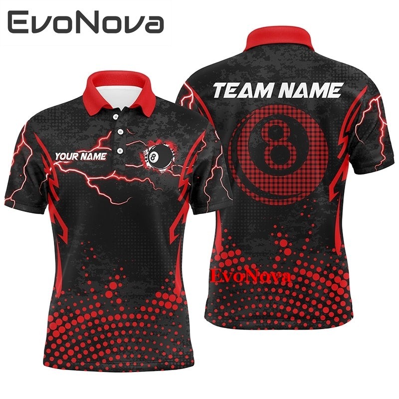 Billiards Ball 8 Blazing Multi Color Skull Personalized Name, Team Name 3D Polo Shirt BIO0042 main image 0