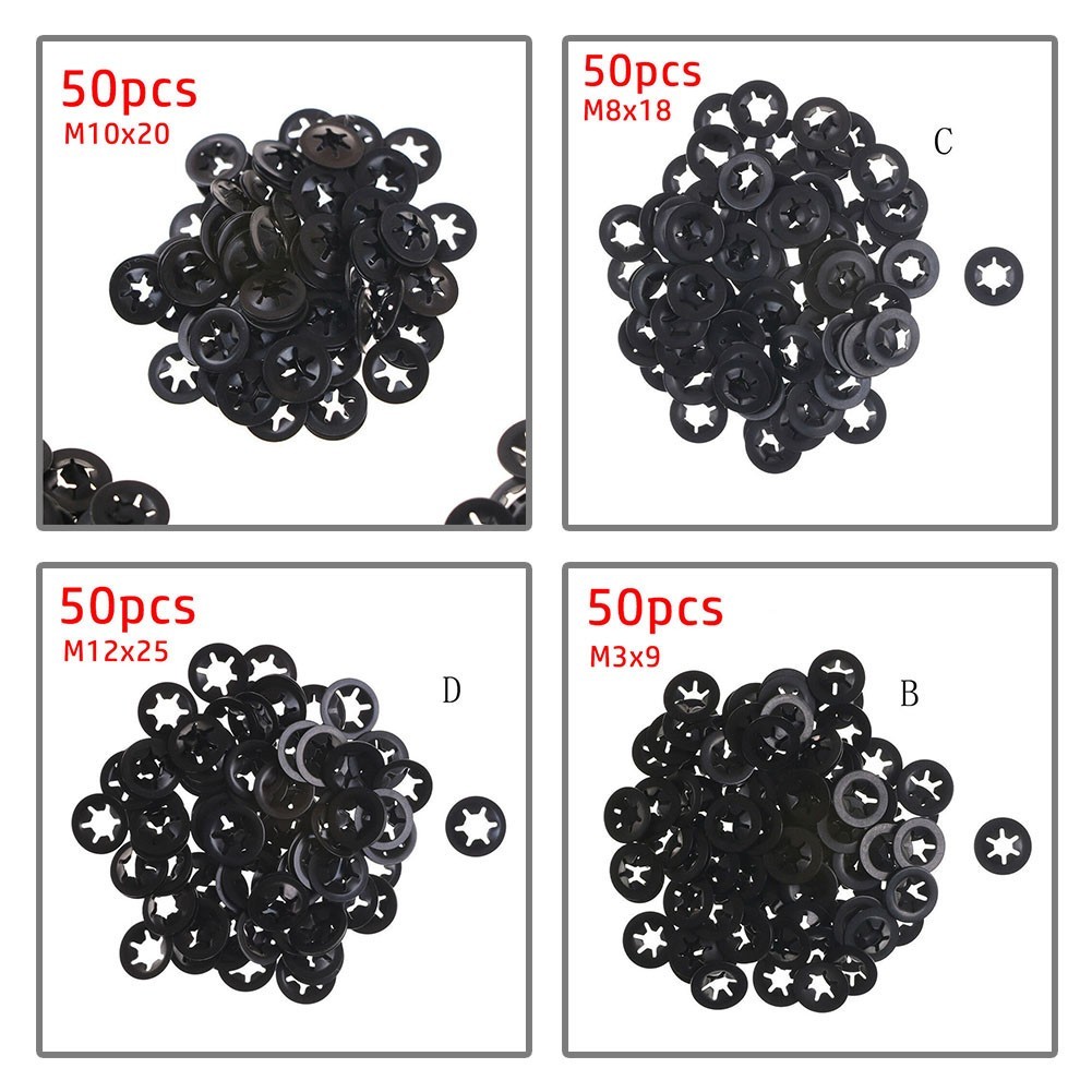 Waysle_Push On Locking Washers Starlock Clips Kit Fastener Retainer For ...