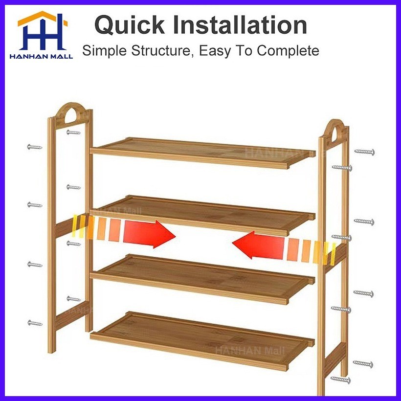 8 Layer Shoe Rack Bamboo 4/5/6/7 Tier Wooden Organizer Storage ...