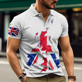 Summer men's Polo shirt 3D printed British flag clothing Polo short ...