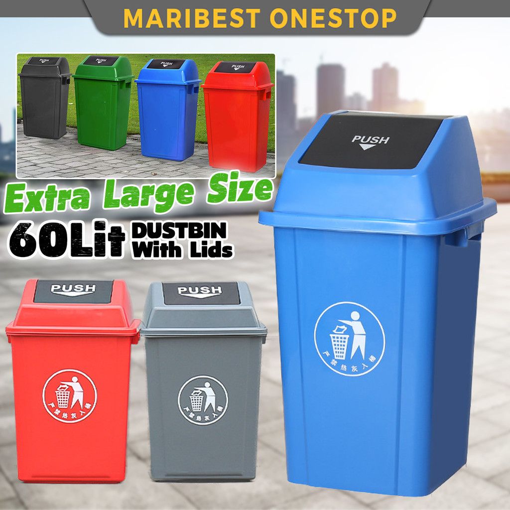 60 Liter Swing Top Dustbin Garbage Bin Flip Top Trash Can Recycle