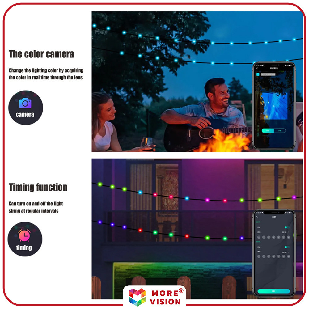 Smart App LED String Light with Remote Control RGB Bluetooth USB Music ...
