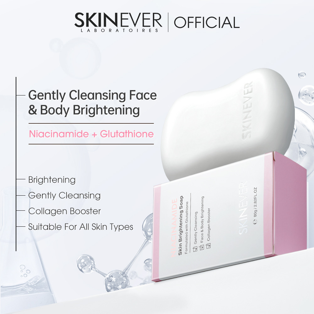 SKINEVER NIACINAMIDE Skin Brightening Soap Formulated with Glutathione ...