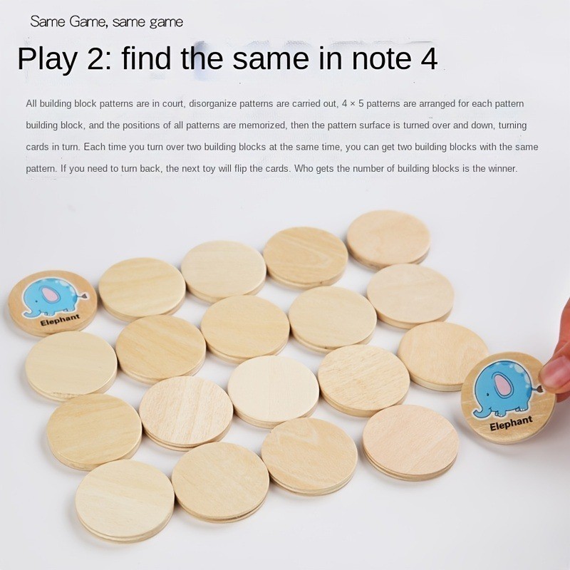 20Pcs Wooden Animal Matching Memory Game for Kids Logic Thinking ...