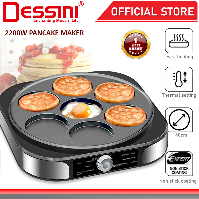 DESSINI ITALY 7 Holes Electric Pancake Crepe Maker Burger Toaster ...