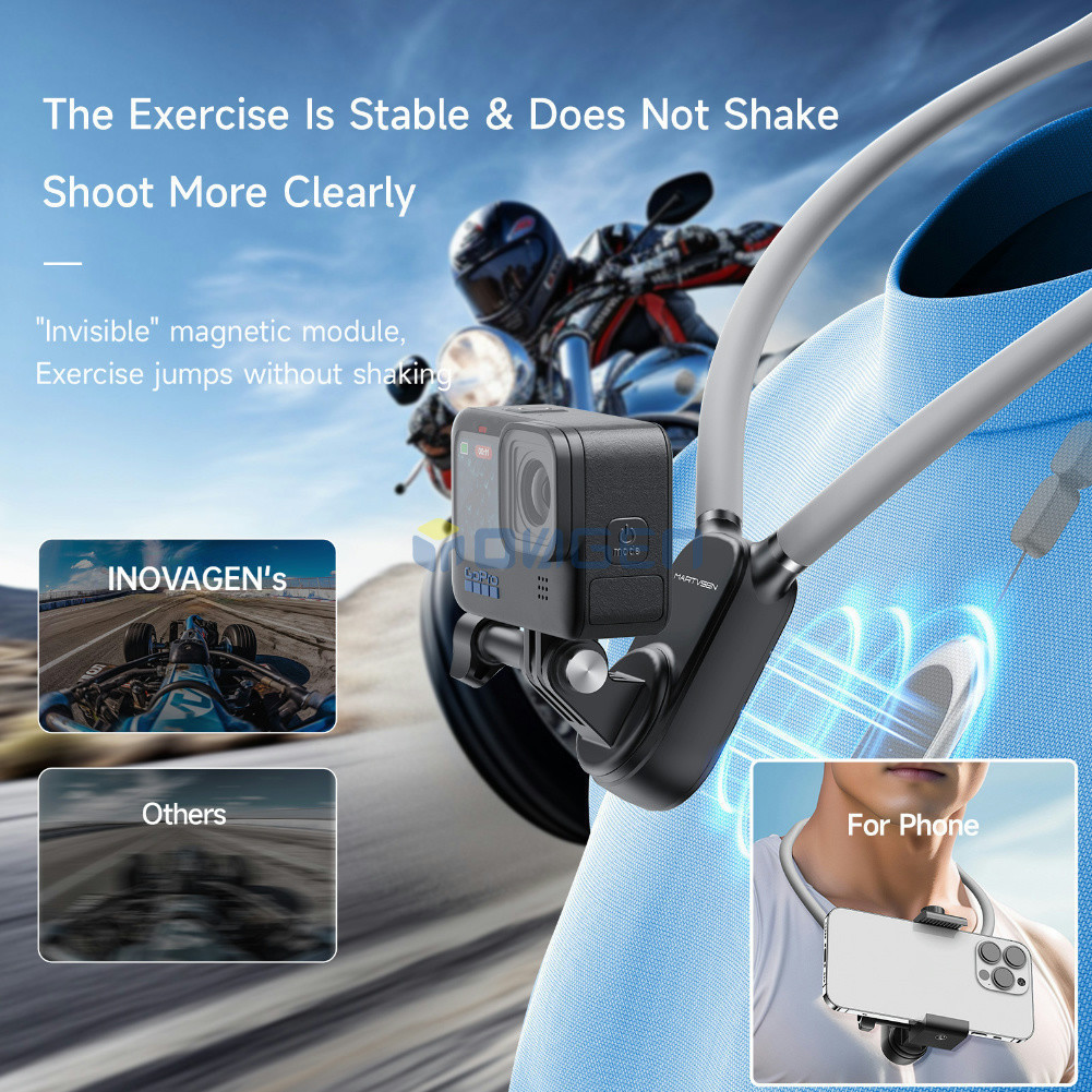 TERCELL INOVAGEN Neck Mount, Action Camera Holder, Magnetic Anti -Shake, POV/Vlog Recording, Hand Free Selfie Mount For GoPro Max Hero 12 11 10 DJI Action 3, Insta360 (i7Pro - View #7