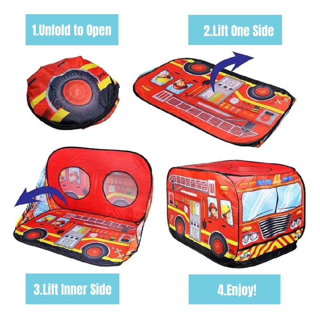 Realeos Kids Car Playhouse Tent Indoor Outdoor Foldable Police Bomba ...