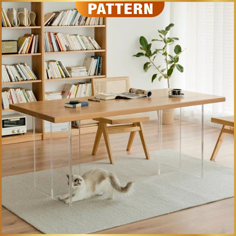PATTERN Japandi Japanese Style Acrylic Floating Dining Table | Solid ...