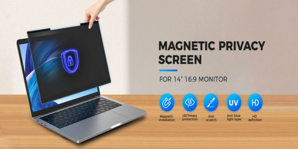 Magnetic Laptop Privacy Screen Filter 14 Inch 16:9，16:10，15.6”13.3 ...