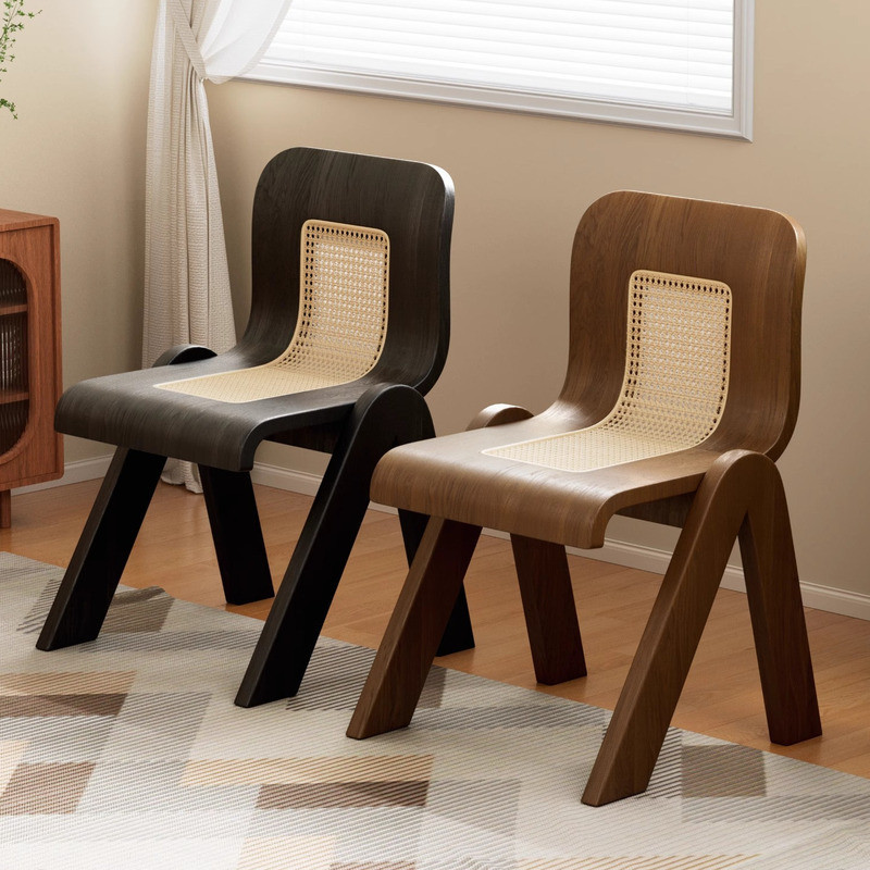 ENDZ mid-century style solid wood dining chair casual high-end backrest ...