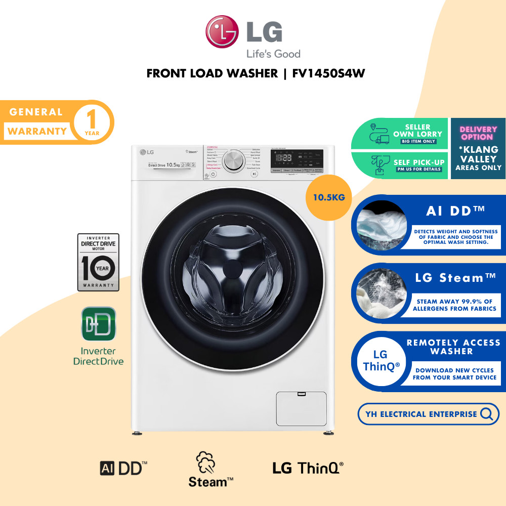 LG 10.5kg Front Load Washer with AI Direct Drive™ and Steam™ Washing
