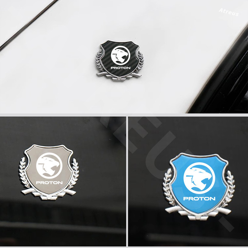 Proton Car 3D Metal Badge Sticker Carbon Fiber Texture Emblem Auto Body ...