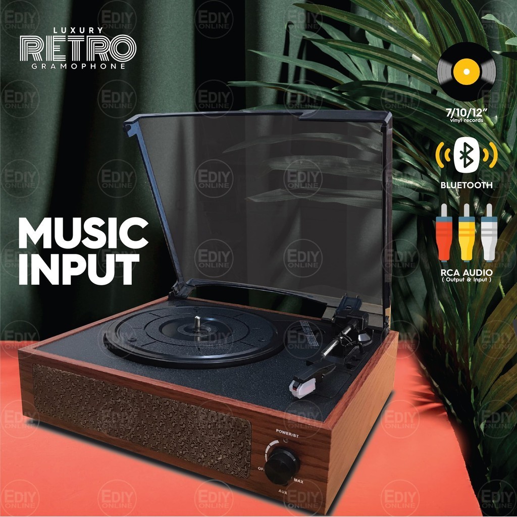 Luxury Retro Turntable Vinyl Record Player Portable Bluetooth Speaker ...