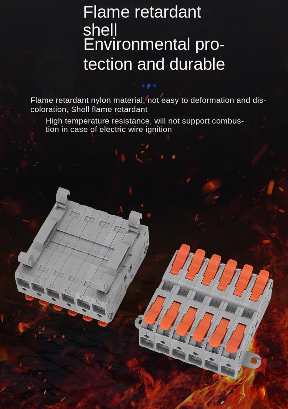 5Pcs Fast Wire Connectors Universal Compact Terminal Block 6mm2 DIN ...