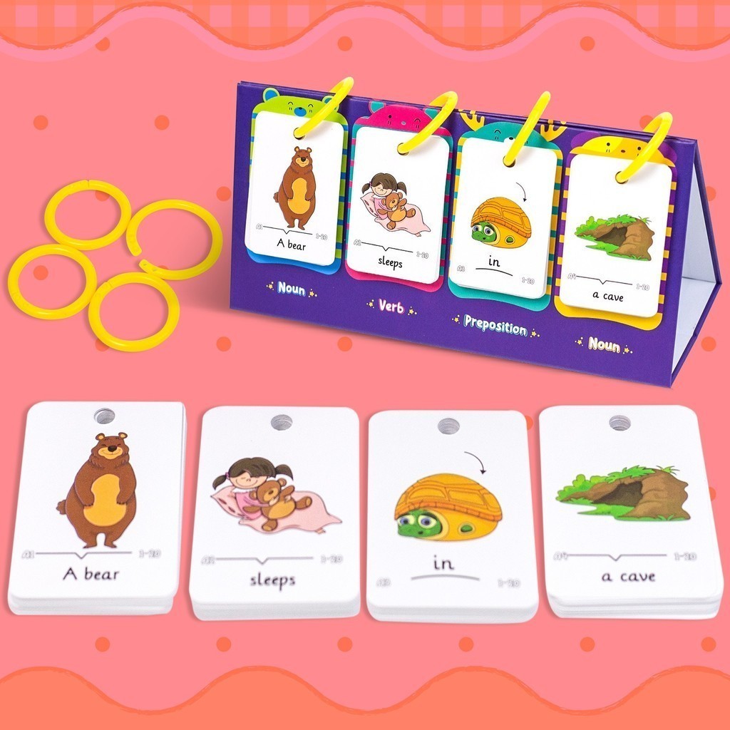 80Pcs English Words Learning Cards Vocabulary Sentence Building Desk ...
