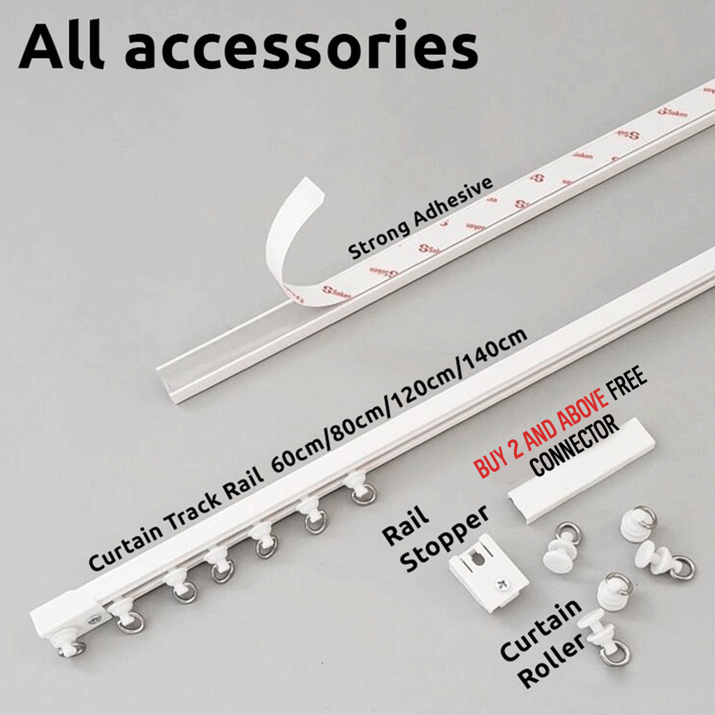 Self Adhesive Curtain Rail Track Batang Langsir Tingkap Pintu Tirai ...