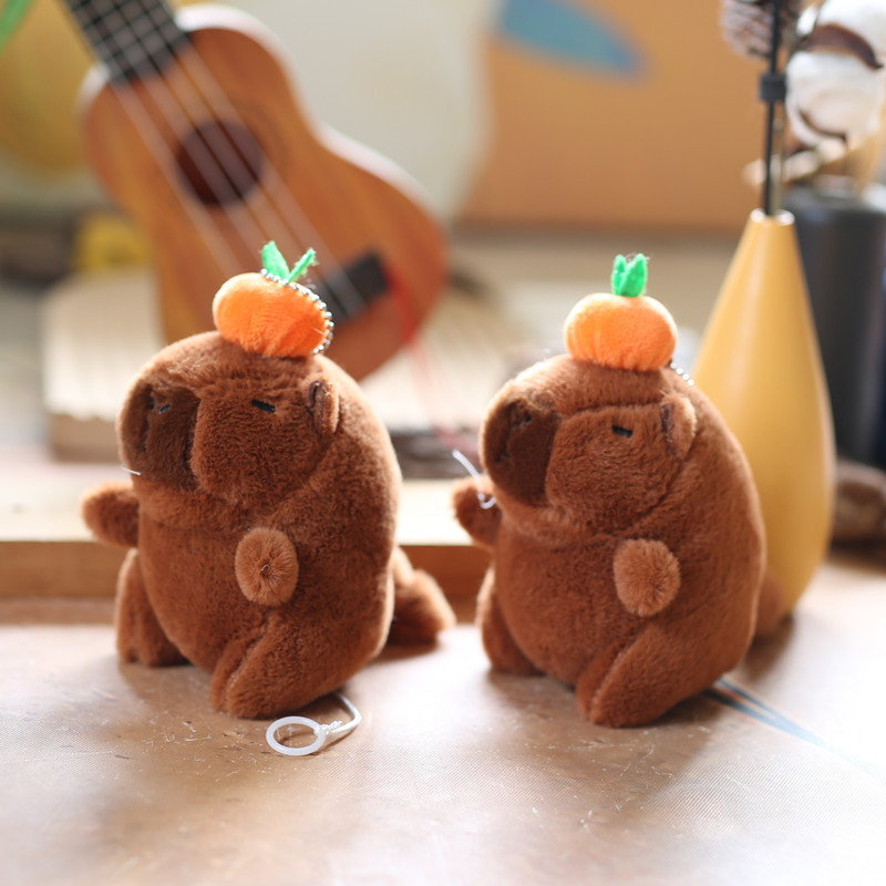 Cute And Fluffy Capybara Keychain Plush Toy With Movable Tail Soft ...