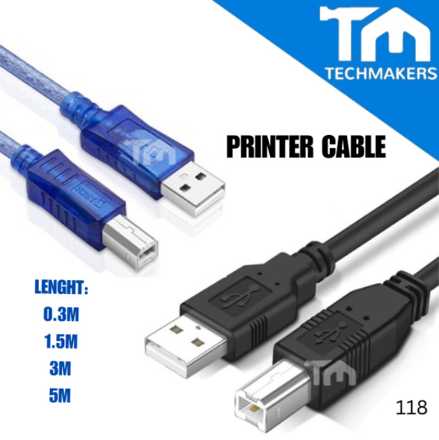 USB 2.0 A to B (Male to Male) Printer Cable Arduino (Black) 0.3M, 0.5M, 1.5M, 3M, 5M
