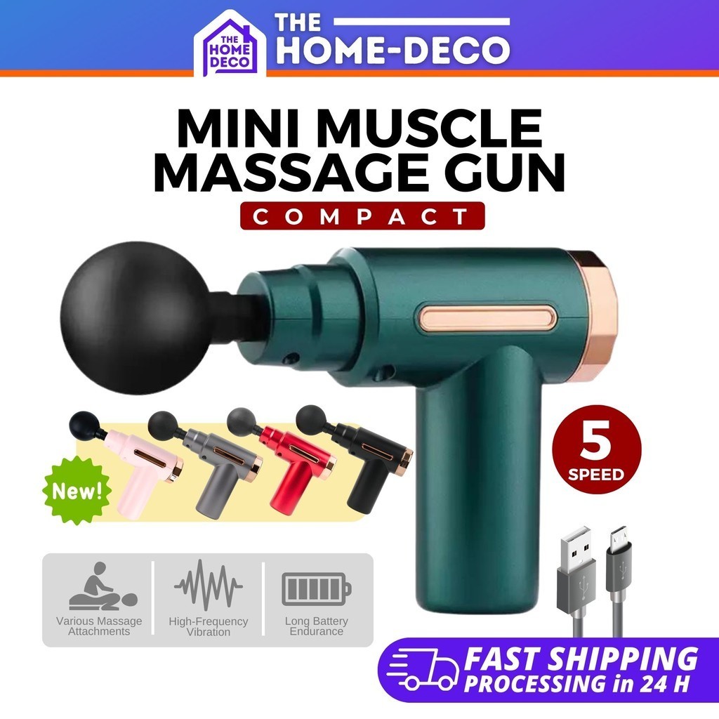 USB Mini Massage Gun Muscle Massage Gun Fascial Gun Mesin Urut Badan ...