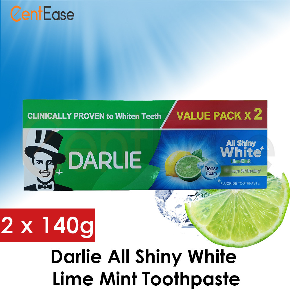 Darlie All Shiny White Lime Mint Toothpaste 2 x 140g (Exp: Mar 2027 ...