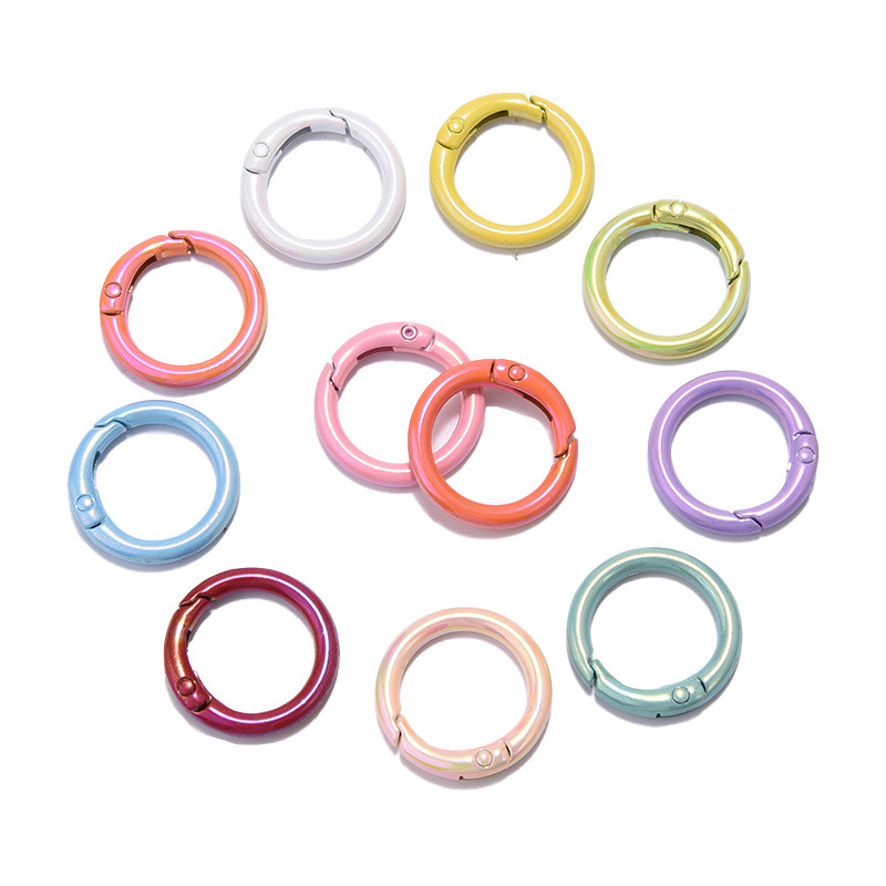 5-10Pcs Alloy Plated Key Ring Spring Loop 20mm/25mm/30mm Carabiner ...