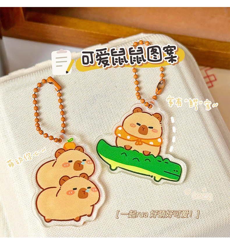 Kapibara Keychain Charm Key Ring Cute Capybara Keychain Pendant Cartoon ...