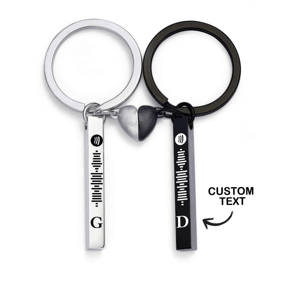 New Custom Spotify Code Couple Magnetic Suction Heart Keychain ...