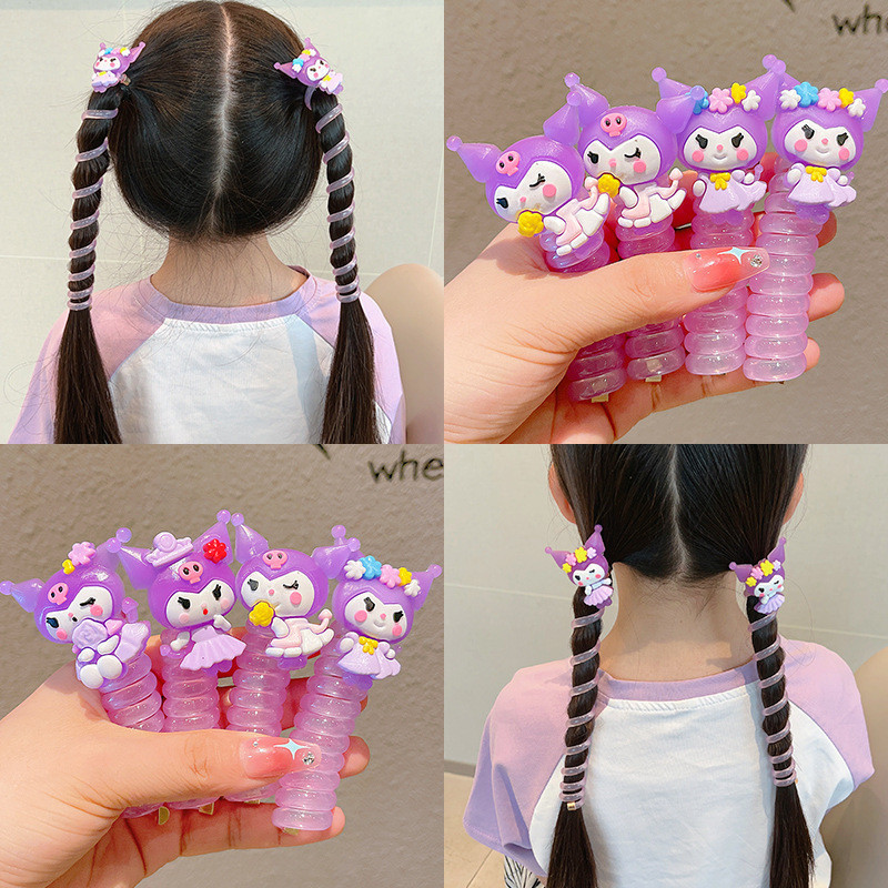 1PC New Lovely Purple Girls Elastic Spiral Hair Rope Head Rope Ponytail ...