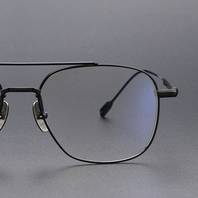 Pure Titanium Double Beam Glasses Frame Pilot Big Face Spectacle Men ...