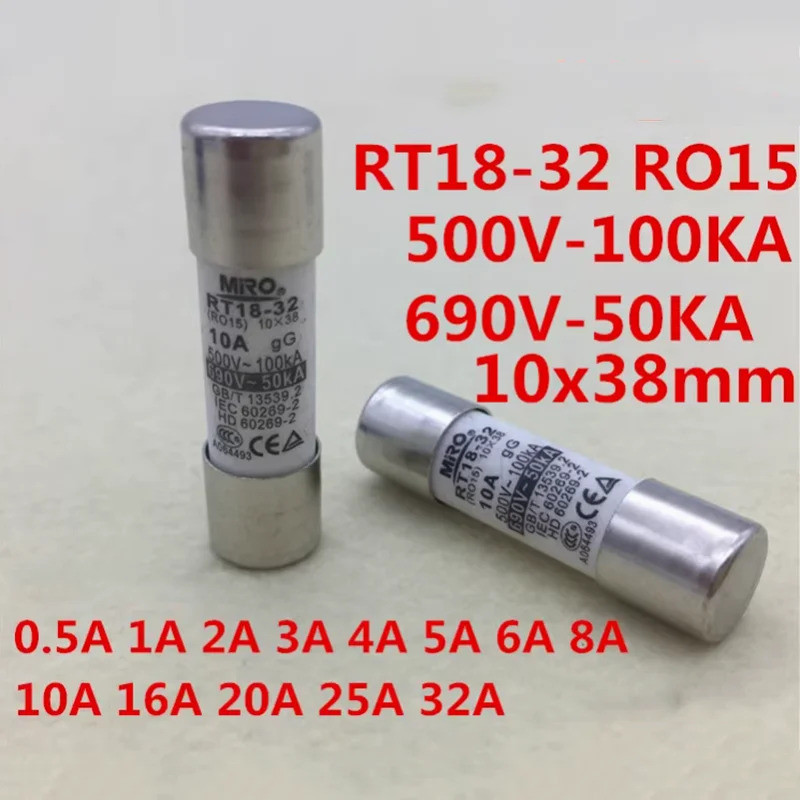 20 Pieces MRO RT18-32 RT18-32X AC 1P 2P 3P RO15 R015 10*38 10X38 500V ...