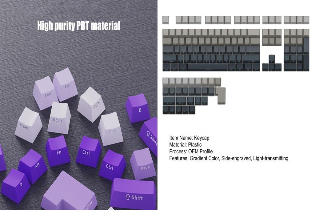 Keycaps Replacement Light-transmitting Keycaps 136 Keys Gradient Color 