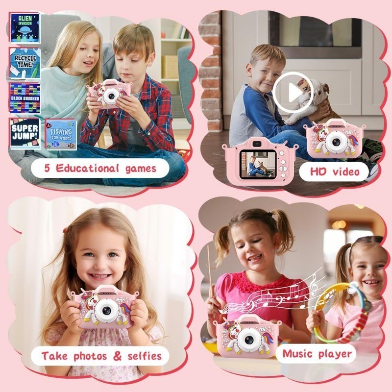 Kids Camera, 1080P Kids Digital Camera with 32GB TF Card,Unicorn Camera ...