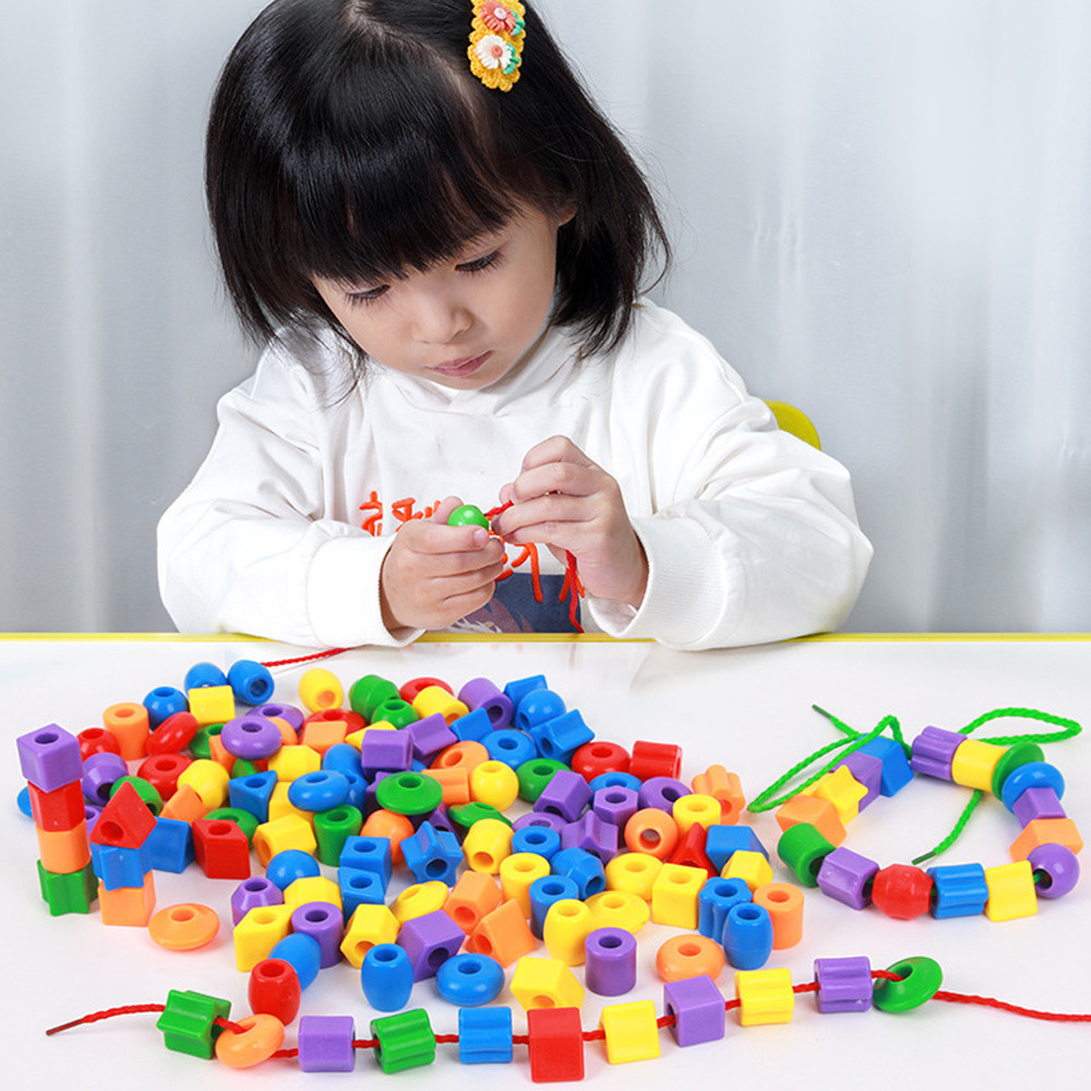 LAKOE 28/68/170Pcs Kids String Beads Toy Training Beads Montessori ...
