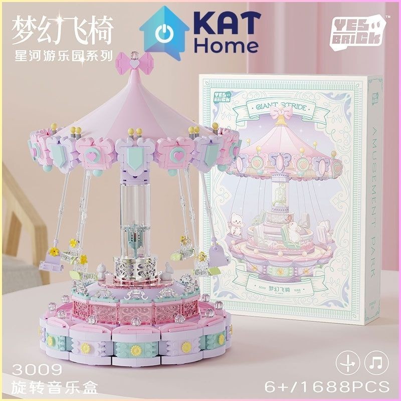 [1688PCS] MINI BRICKS COMPATIBLE TOY DREAMY FLYING CHAIR MUSIC BOX ...