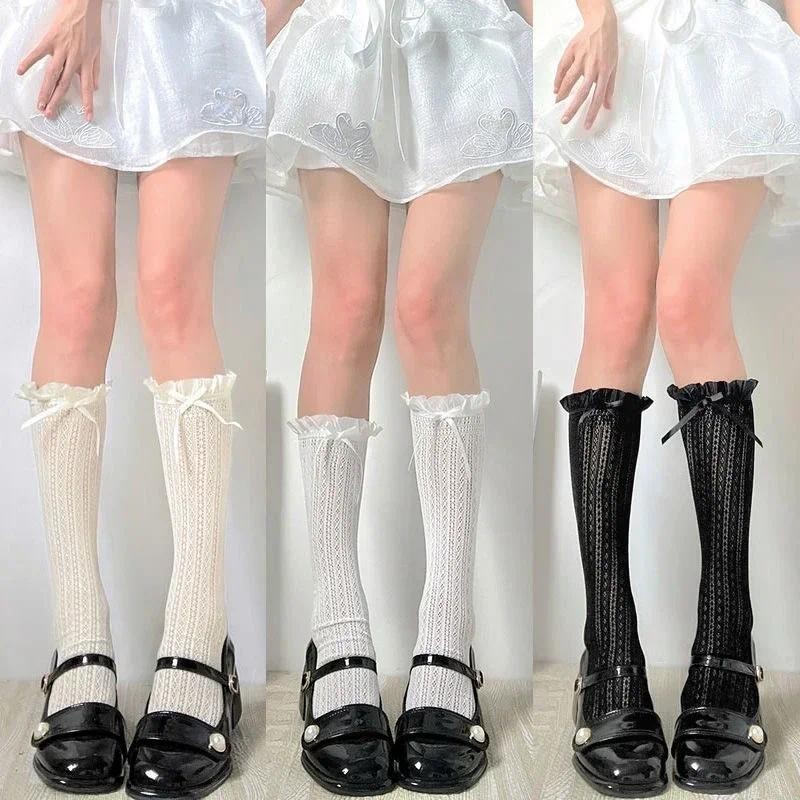 lolita-bow-ruffle-socks-retro-japanese-women-stocking-boeknot-white