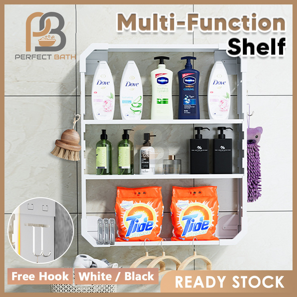 Perfect Bath Multipurpose Bathroom Storage Rack Rak Dinding Bilik Mandi ...