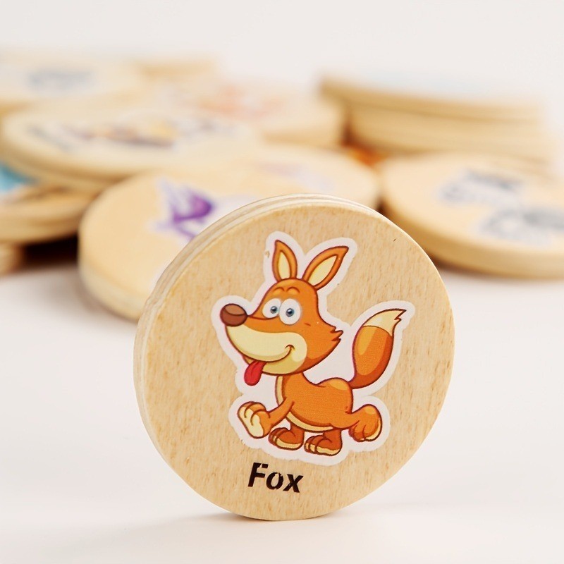 20Pcs Wooden Animal Matching Memory Game for Kids Logic Thinking ...
