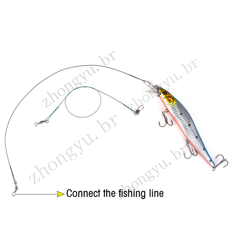 50 Pcs Steel Fishing Line Leader With Swivel Accessory Tackle, Can Be ...